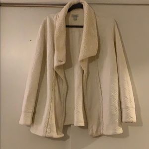 Sheer long cuffed quilted cardigan